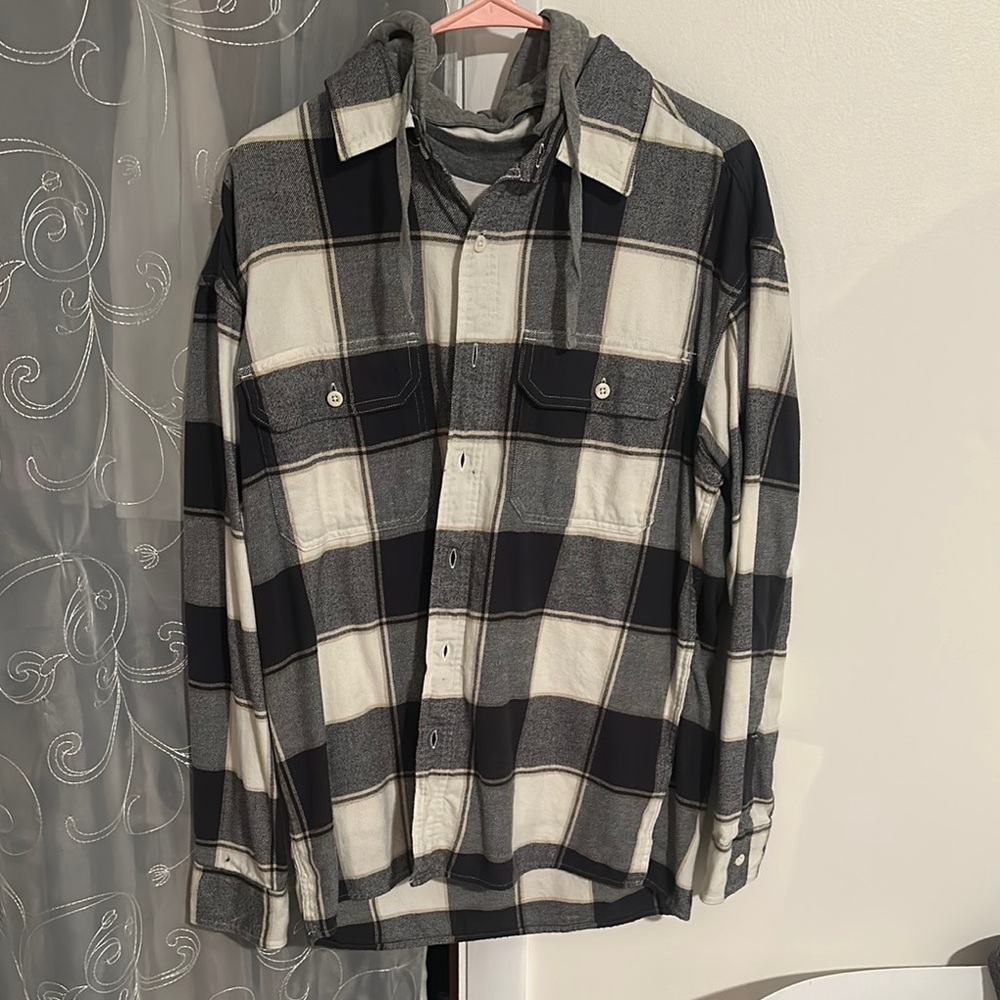 American Eagle Outfitters Black and Gray Lightweight Shirt Jacket